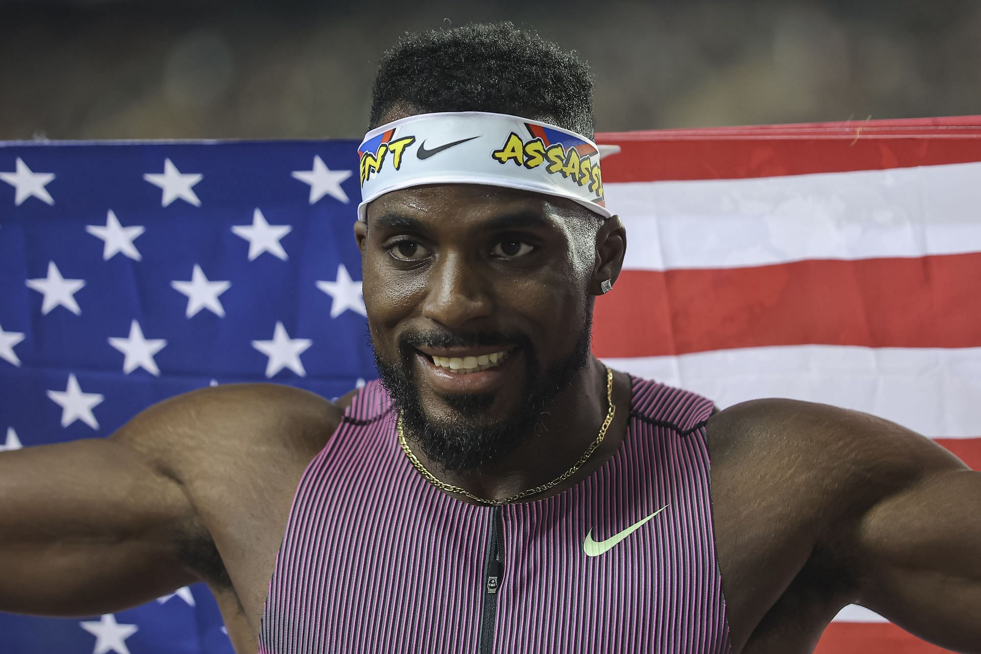 Kenny Bednarek of USA at the Wanda Diamond League 2024 final event at King Baudouin Stadium in Brussels, Belgium. (Photo via Getty Images)